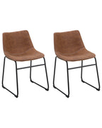 Set of 2 Dining Chairs BATAVIA Fabric Golden Brown