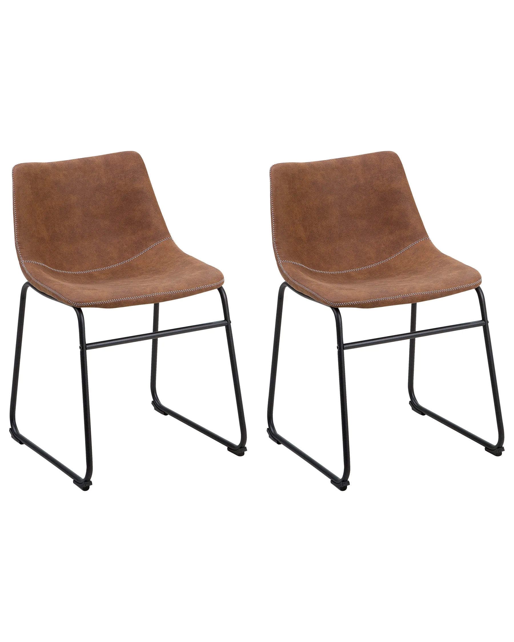 Set of 2 Dining Chairs BATAVIA Fabric Golden Brown