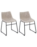 Set of 2 Dining Chairs BATAVIA Fabric Beige