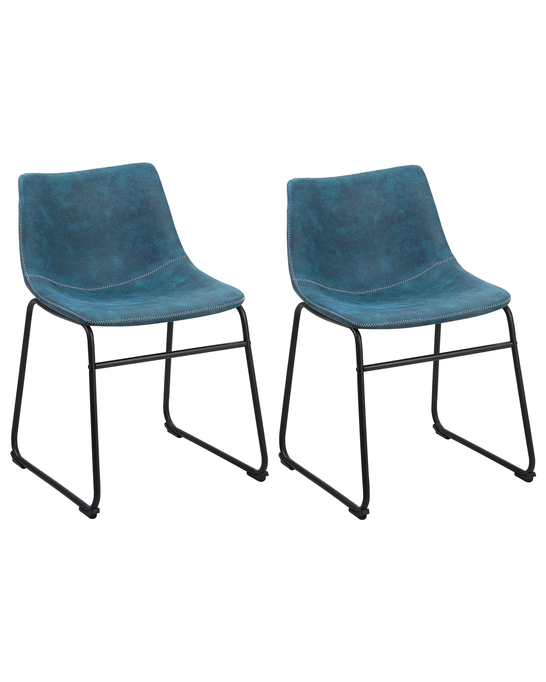 Set of 2 Dining Chairs BATAVIA Fabric Sea Blue
