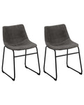 Set of 2 Dining Chairs BATAVIA Fabric Dark Grey