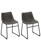 Set of 2 Dining Chairs BATAVIA Fabric Dark Grey