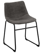 Set of 2 Dining Chairs BATAVIA Fabric Dark Grey