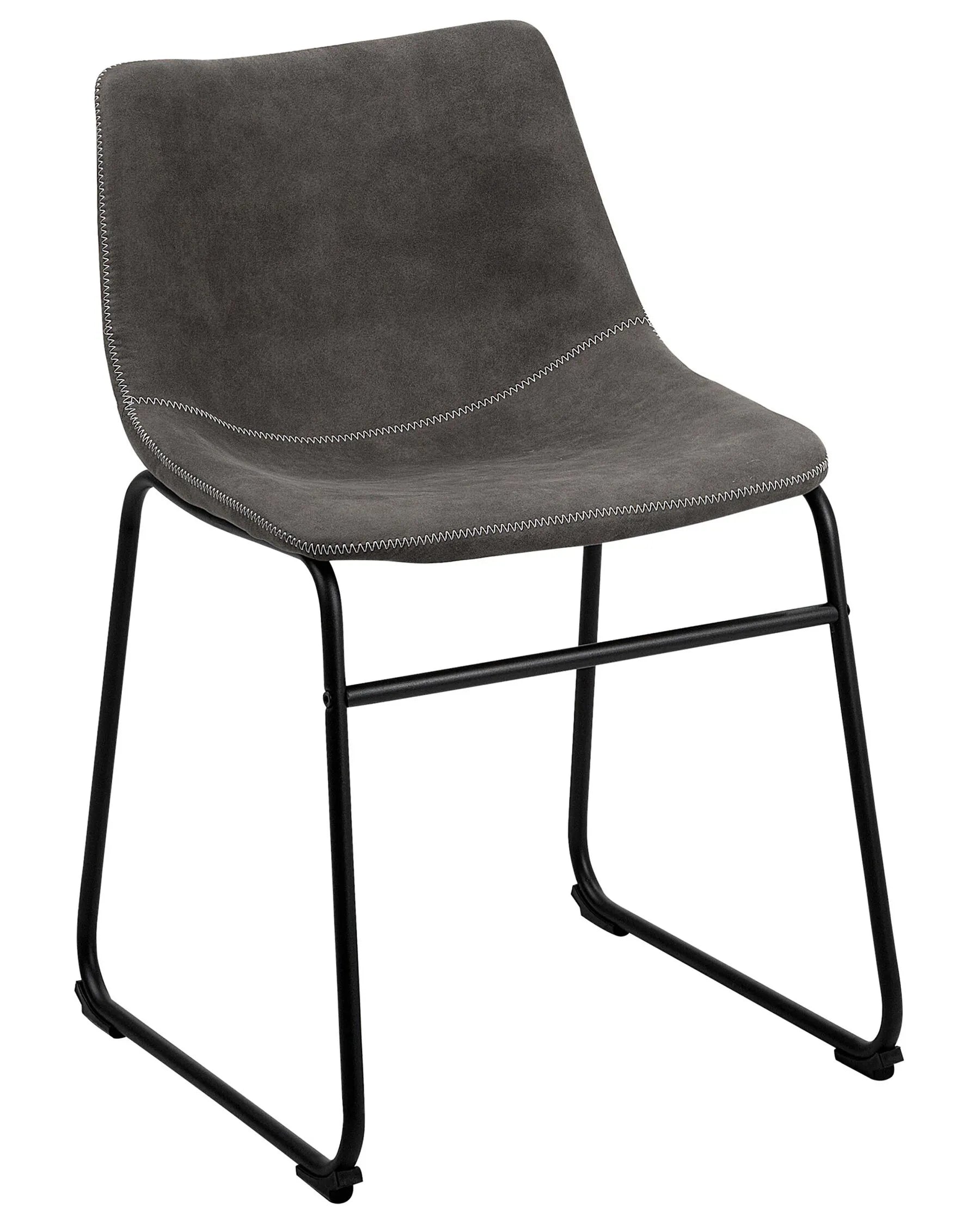 Set of 2 Dining Chairs BATAVIA Fabric Dark Grey