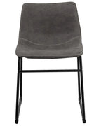 Set of 2 Dining Chairs BATAVIA Fabric Dark Grey
