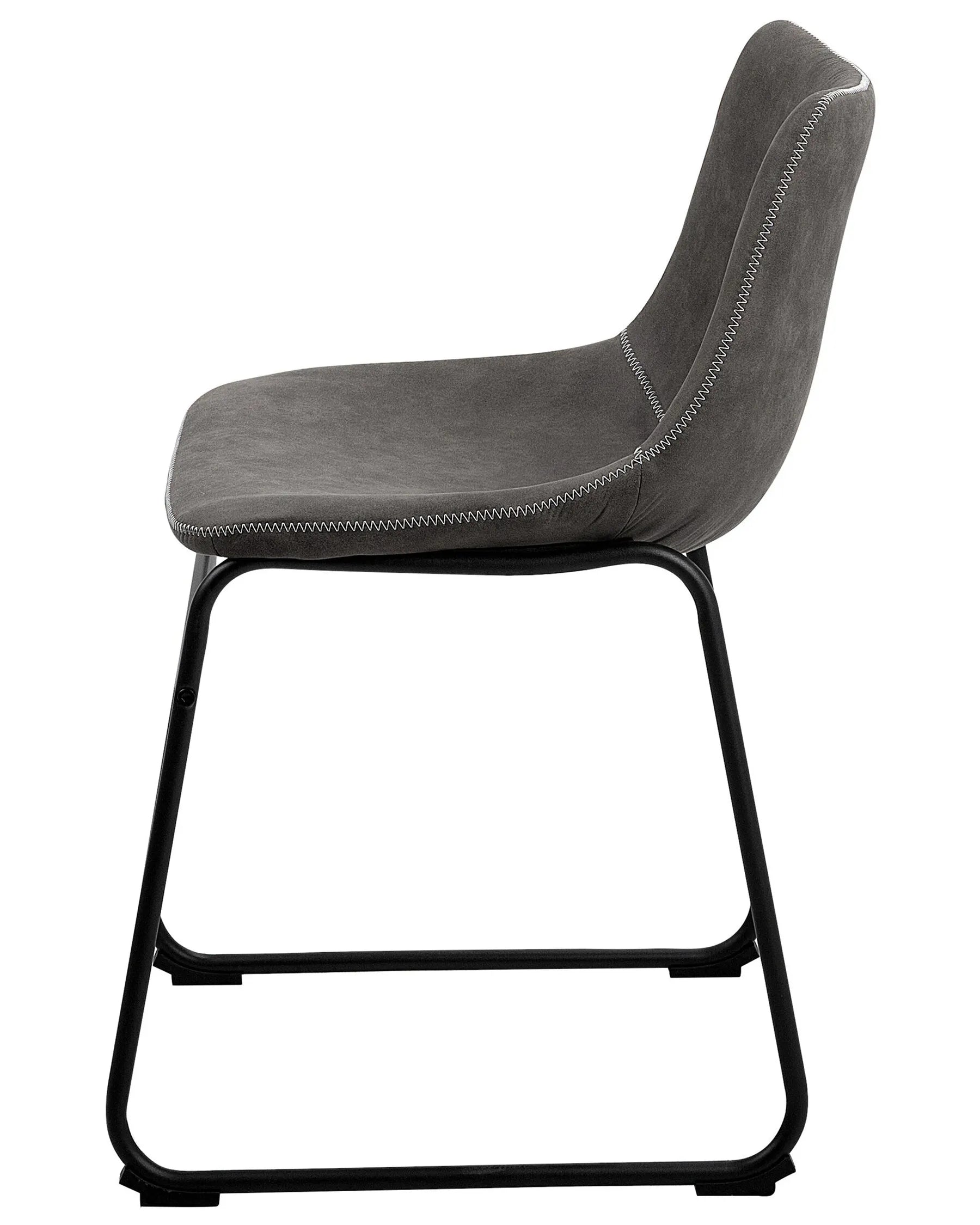 Set of 2 Dining Chairs BATAVIA Fabric Dark Grey
