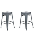 Set of 2 Bar Stools CABRILLO Metal Grey
