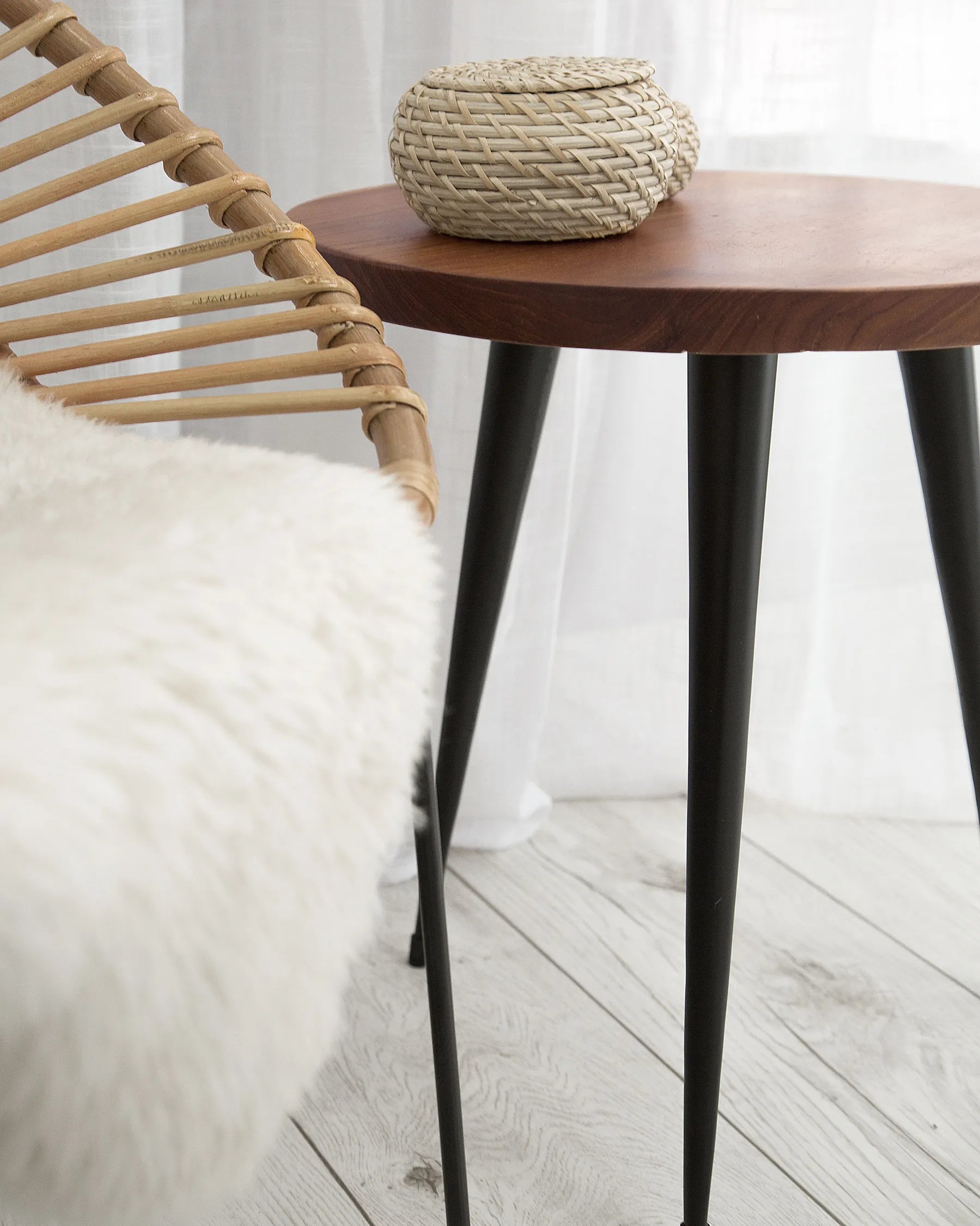 Side Table DETAH Teak Wood Dark Brown