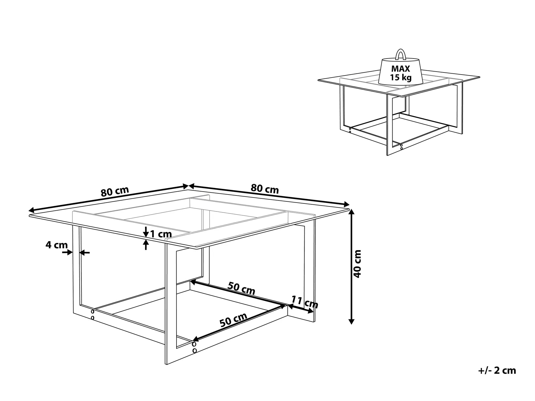 Coffee Table CRYSTAL Tempered Glass Gold