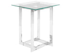 Side Table CRYSTAL Tempered Glass Silver