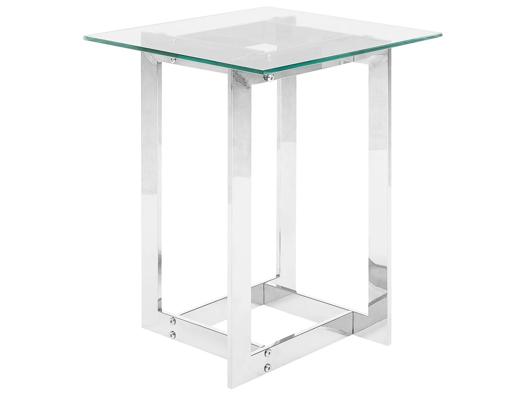 Side Table CRYSTAL Tempered Glass Silver