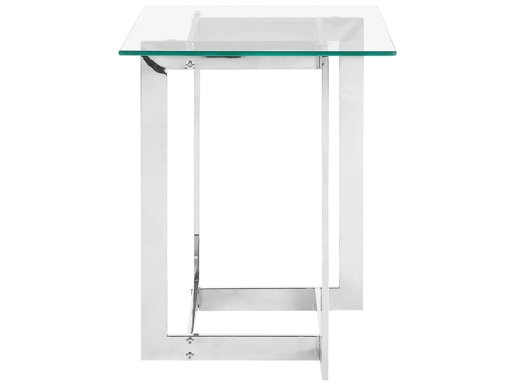 Side Table CRYSTAL Tempered Glass Silver