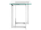Side Table CRYSTAL Tempered Glass Silver