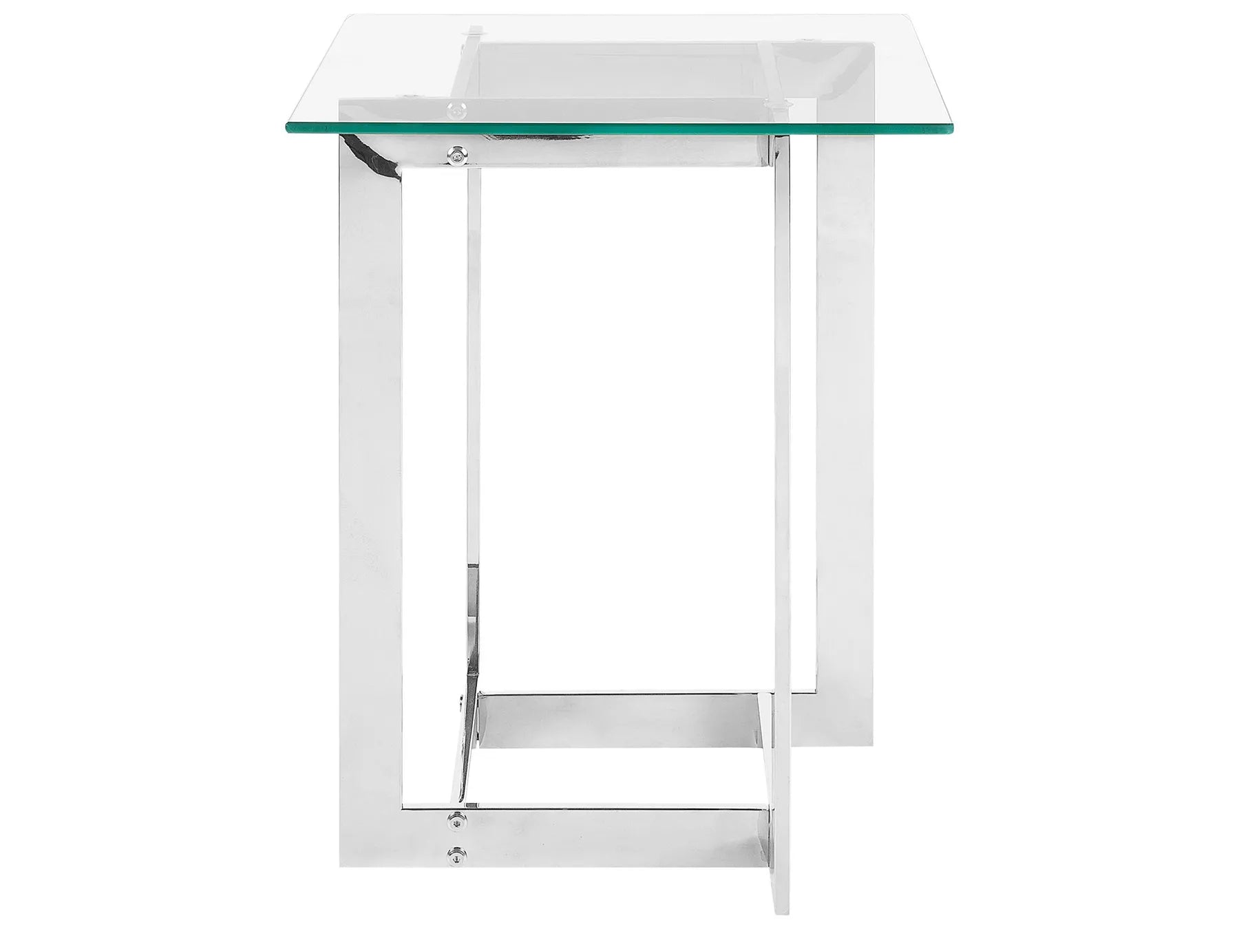 Side Table CRYSTAL Tempered Glass Silver