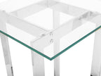 Side Table CRYSTAL Tempered Glass Silver