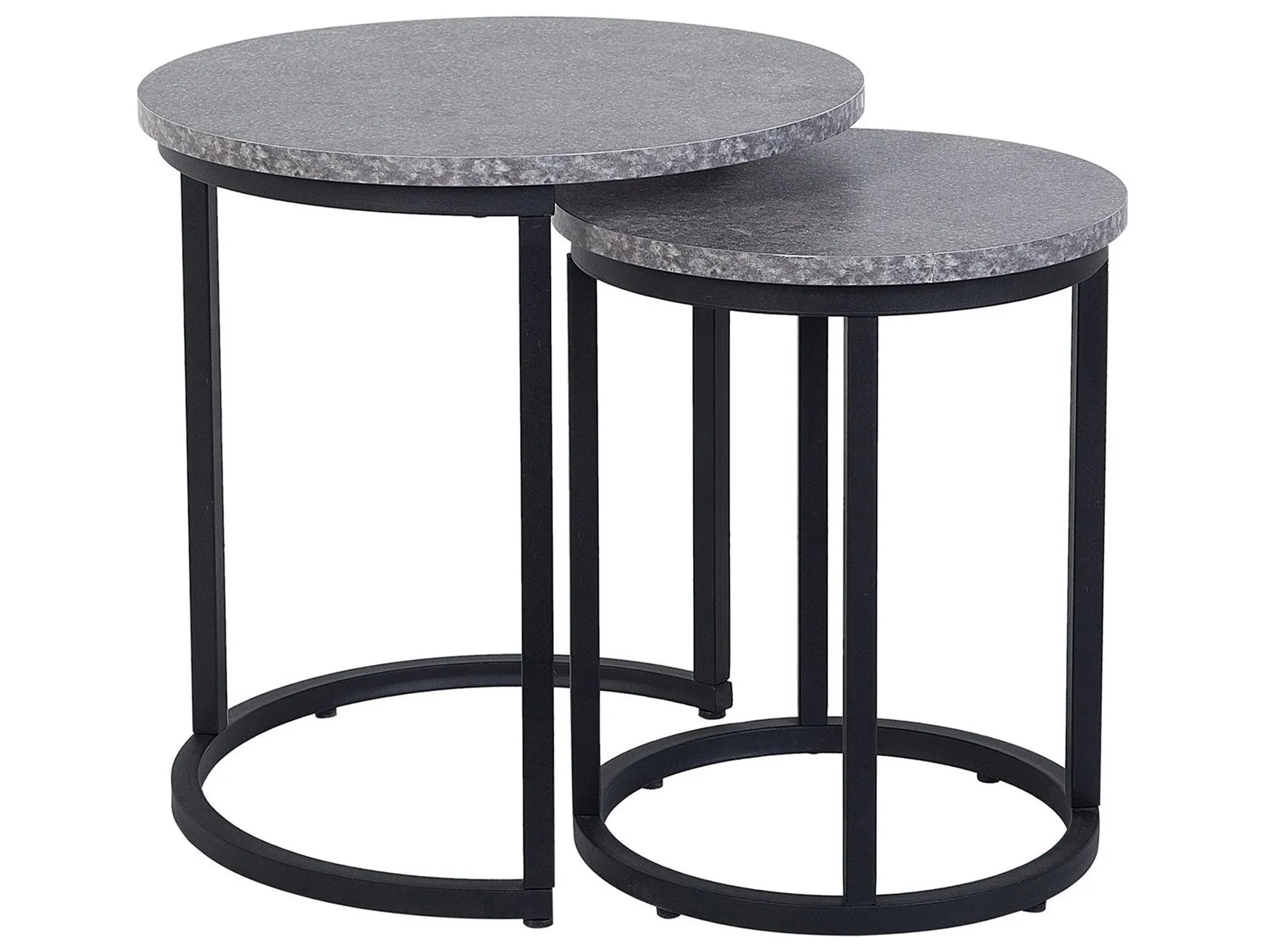 Set of 2 Side Tables DIXIE Grey Concrete Effect