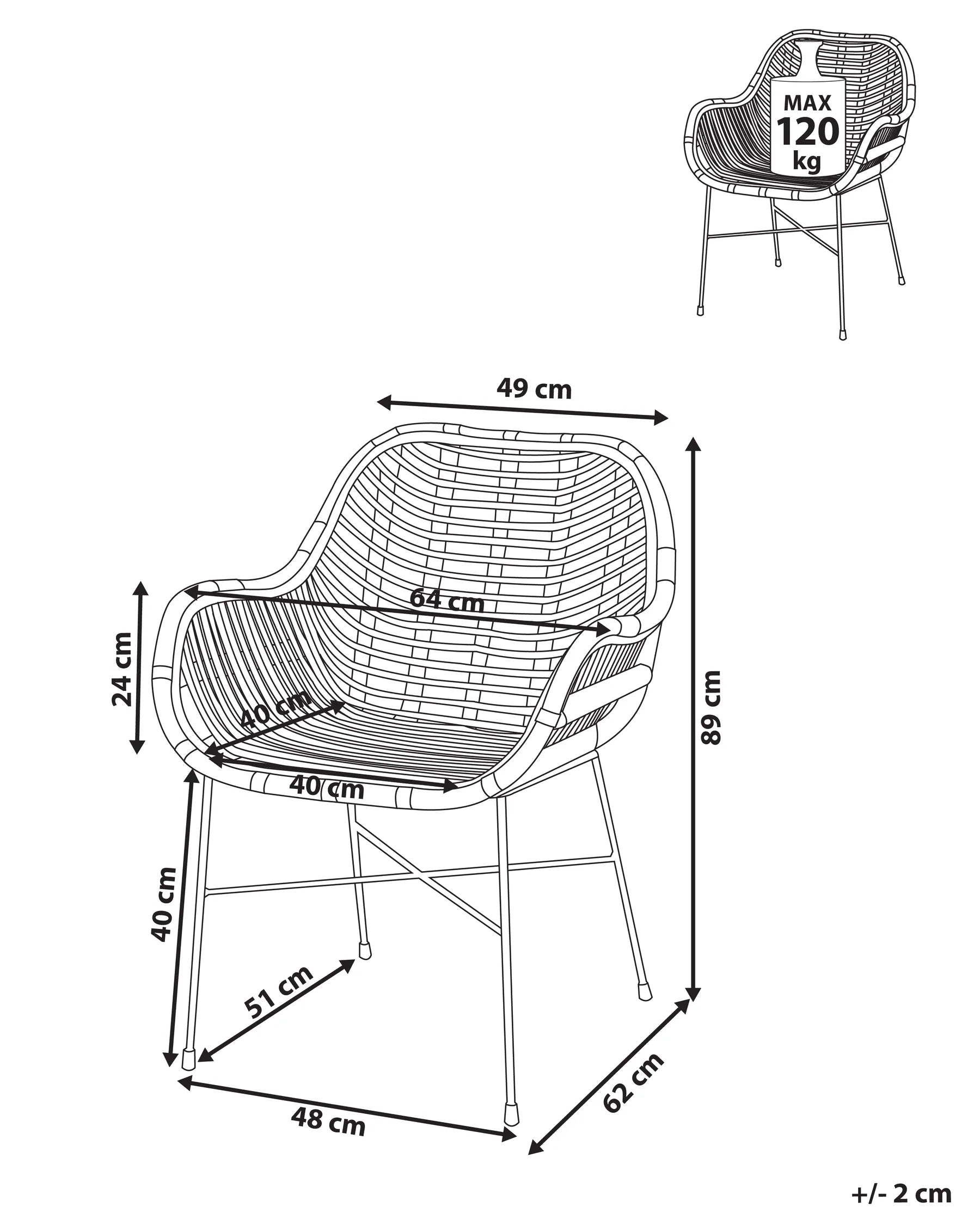 Dining Chair CANORA Rattan Black