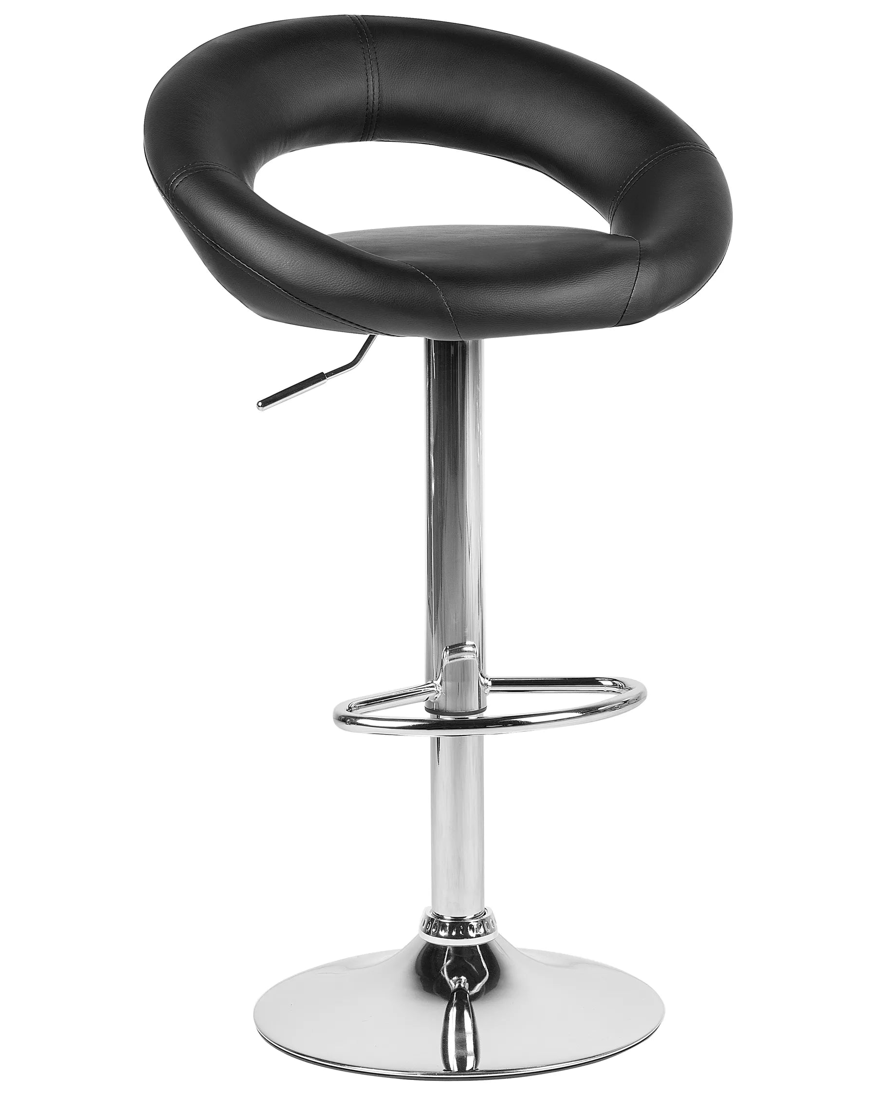 Set of 2 Bar Chairs PEORIA Faux Leather Swivel Black