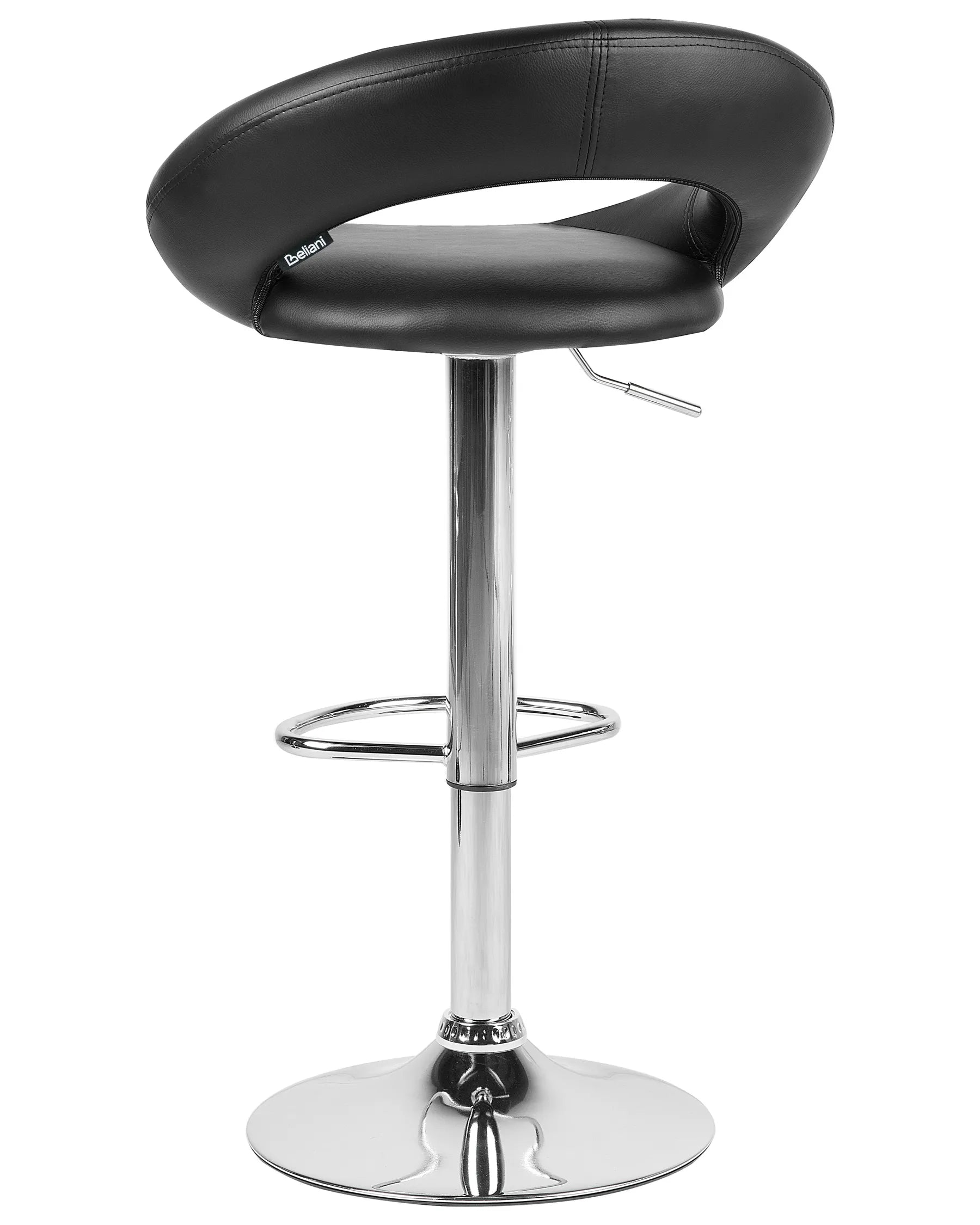 Set of 2 Bar Chairs PEORIA Faux Leather Swivel Black