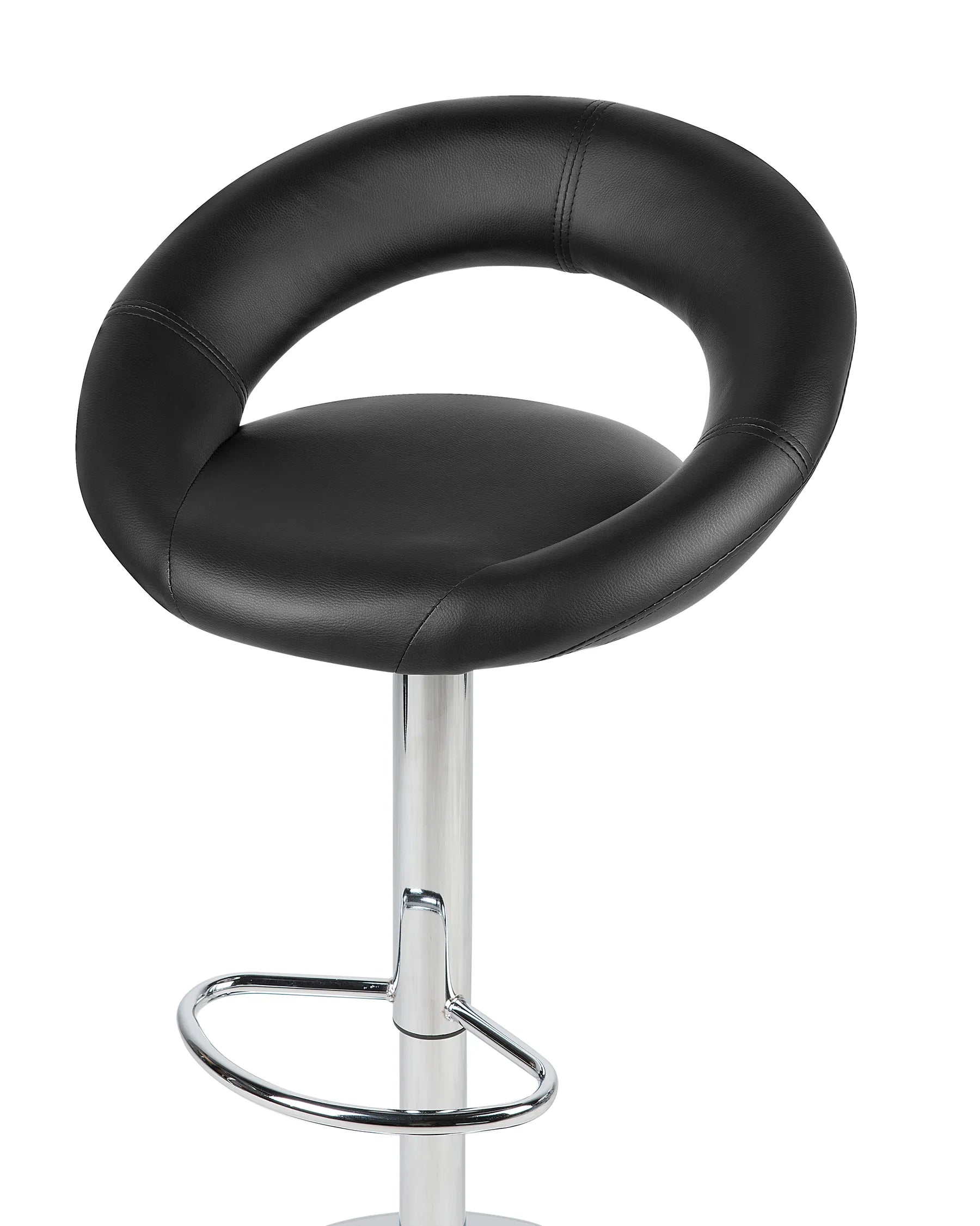 Set of 2 Bar Chairs PEORIA Faux Leather Swivel Black