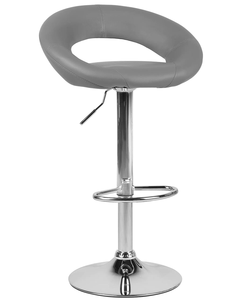 Set of 2 Bar Chairs PEORIA Faux Leather Swivel Grey