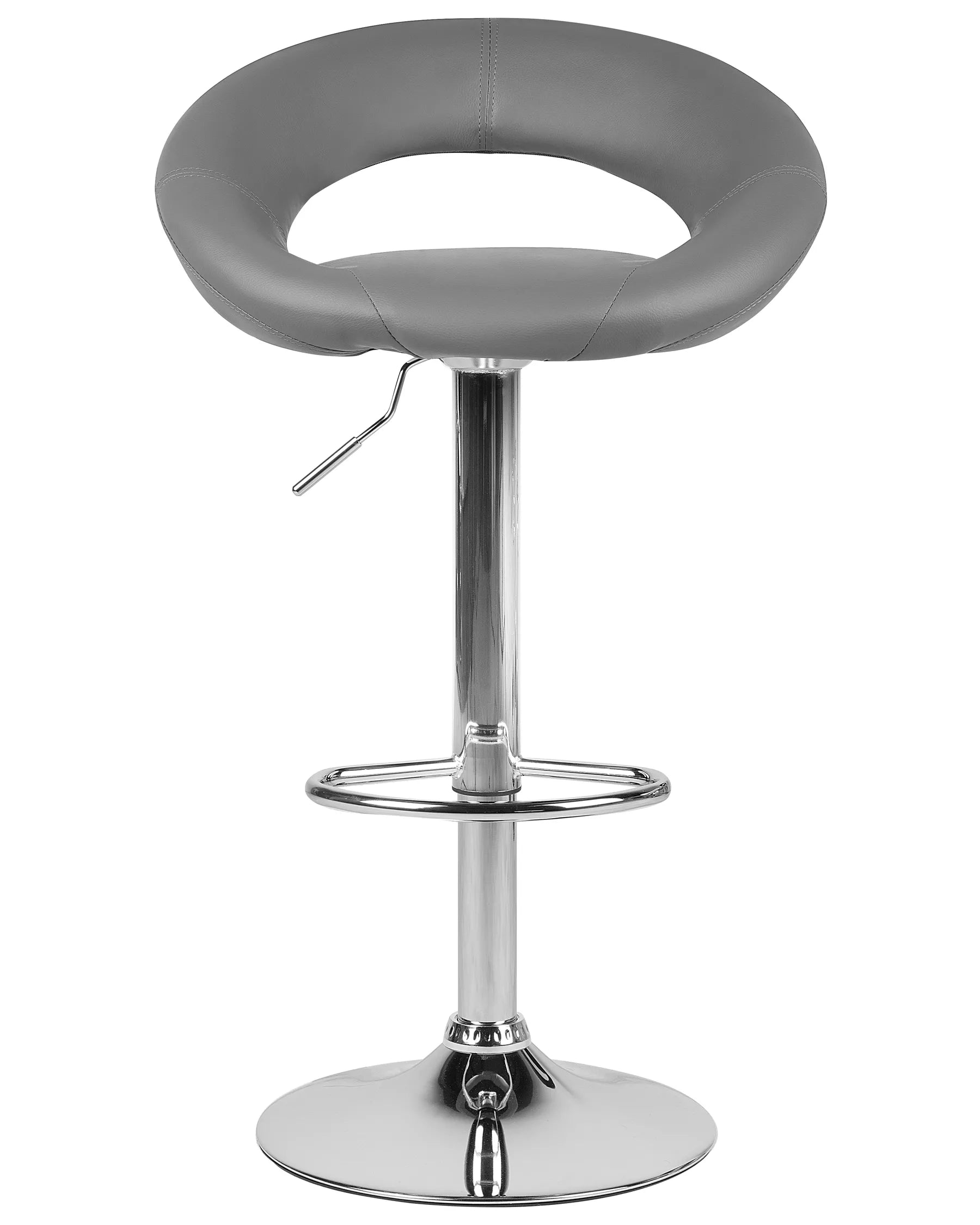 Set of 2 Bar Chairs PEORIA Faux Leather Swivel Grey