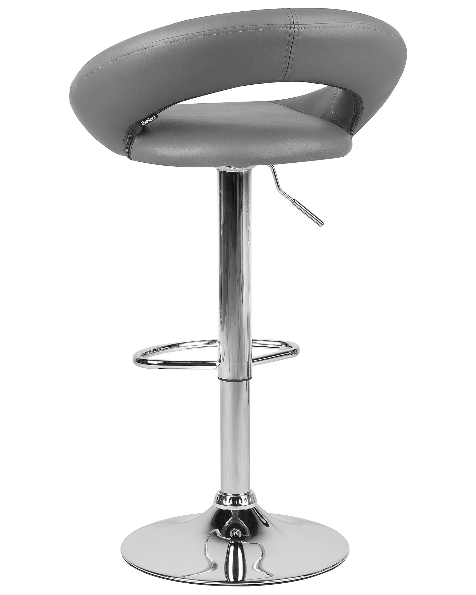 Set of 2 Bar Chairs PEORIA Faux Leather Swivel Grey