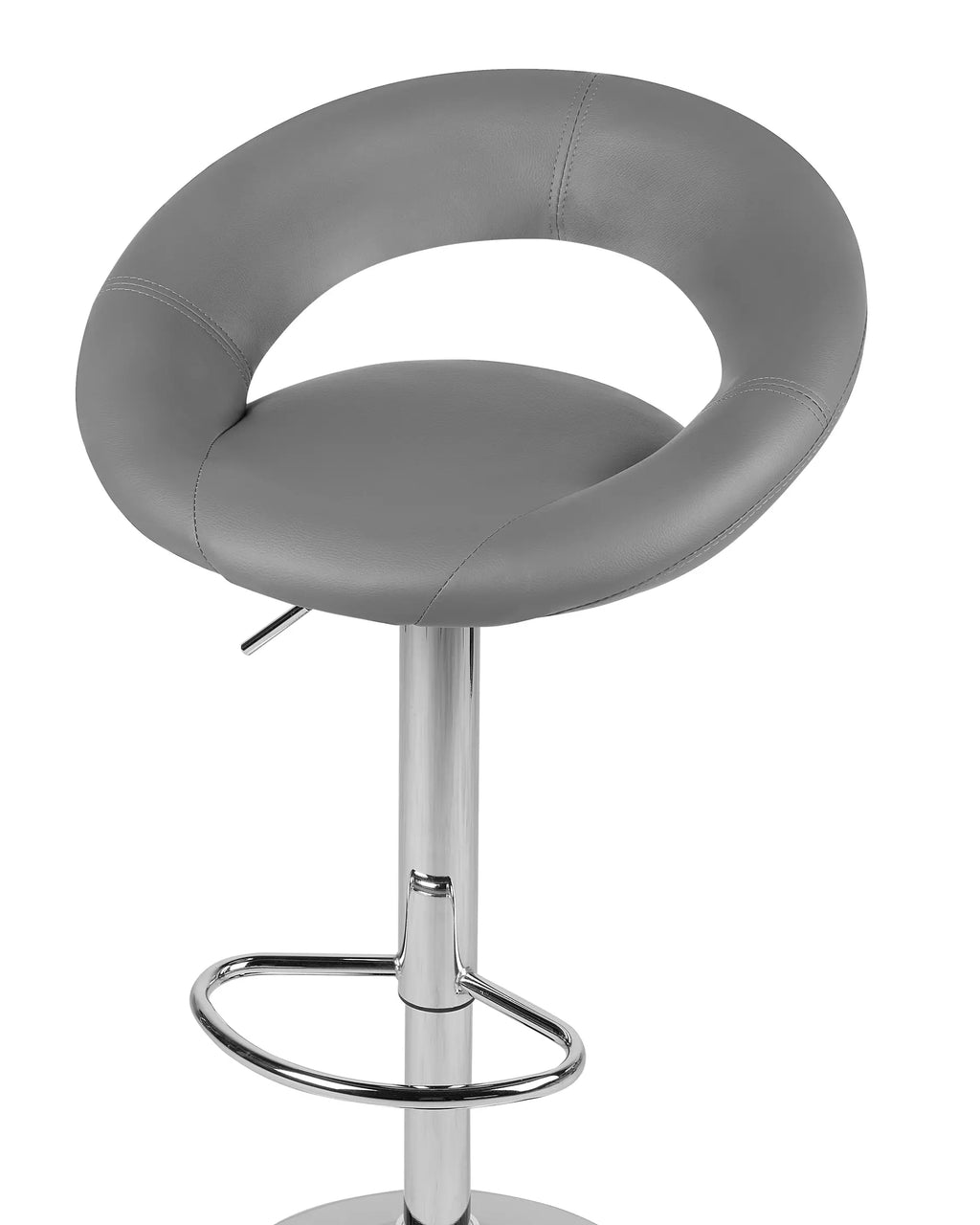 Set of 2 Bar Chairs PEORIA Faux Leather Swivel Grey