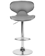 Set of 2 Bar Chairs CONWAY Faux Leather Swivel Grey