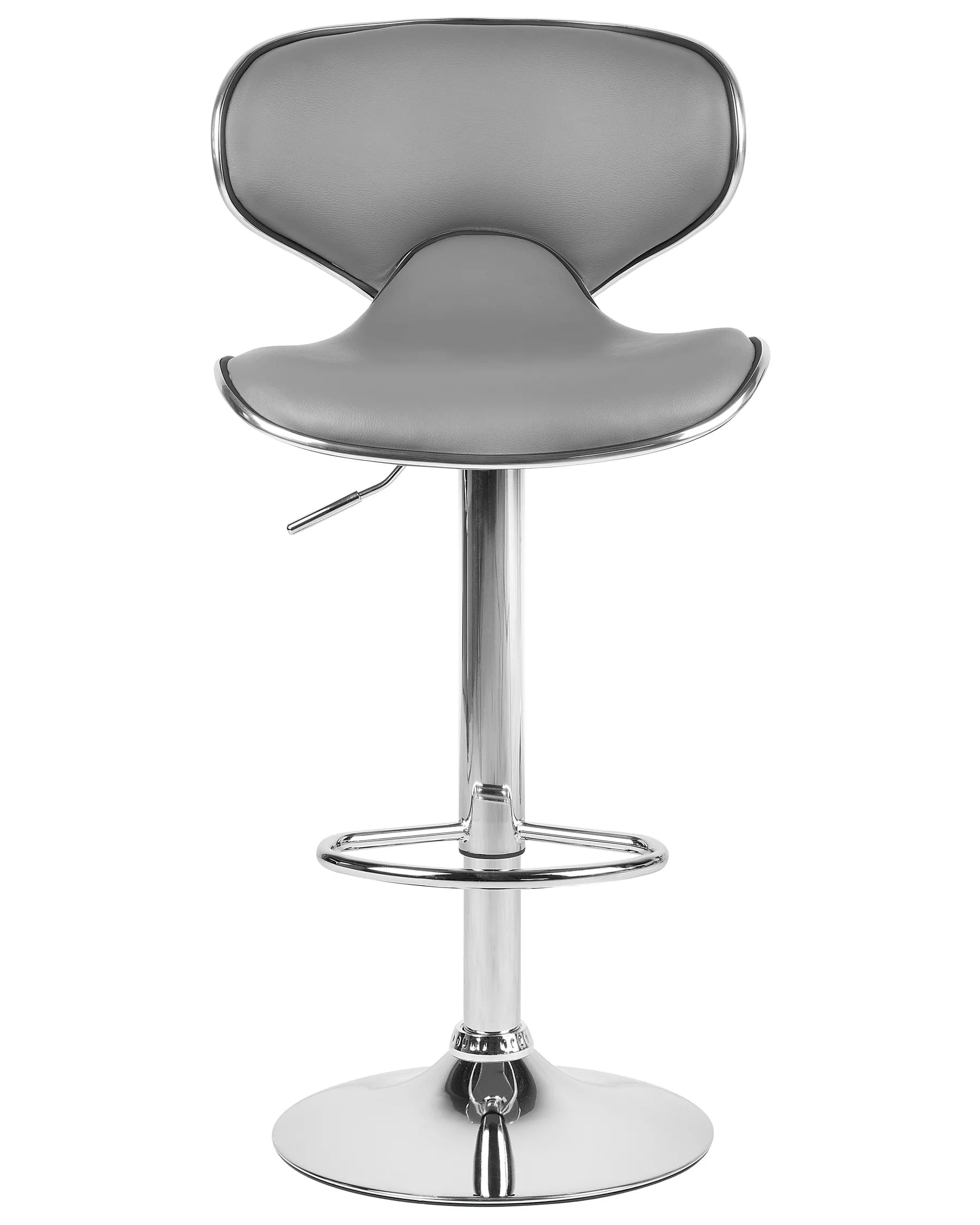Set of 2 Bar Chairs CONWAY Faux Leather Swivel Grey