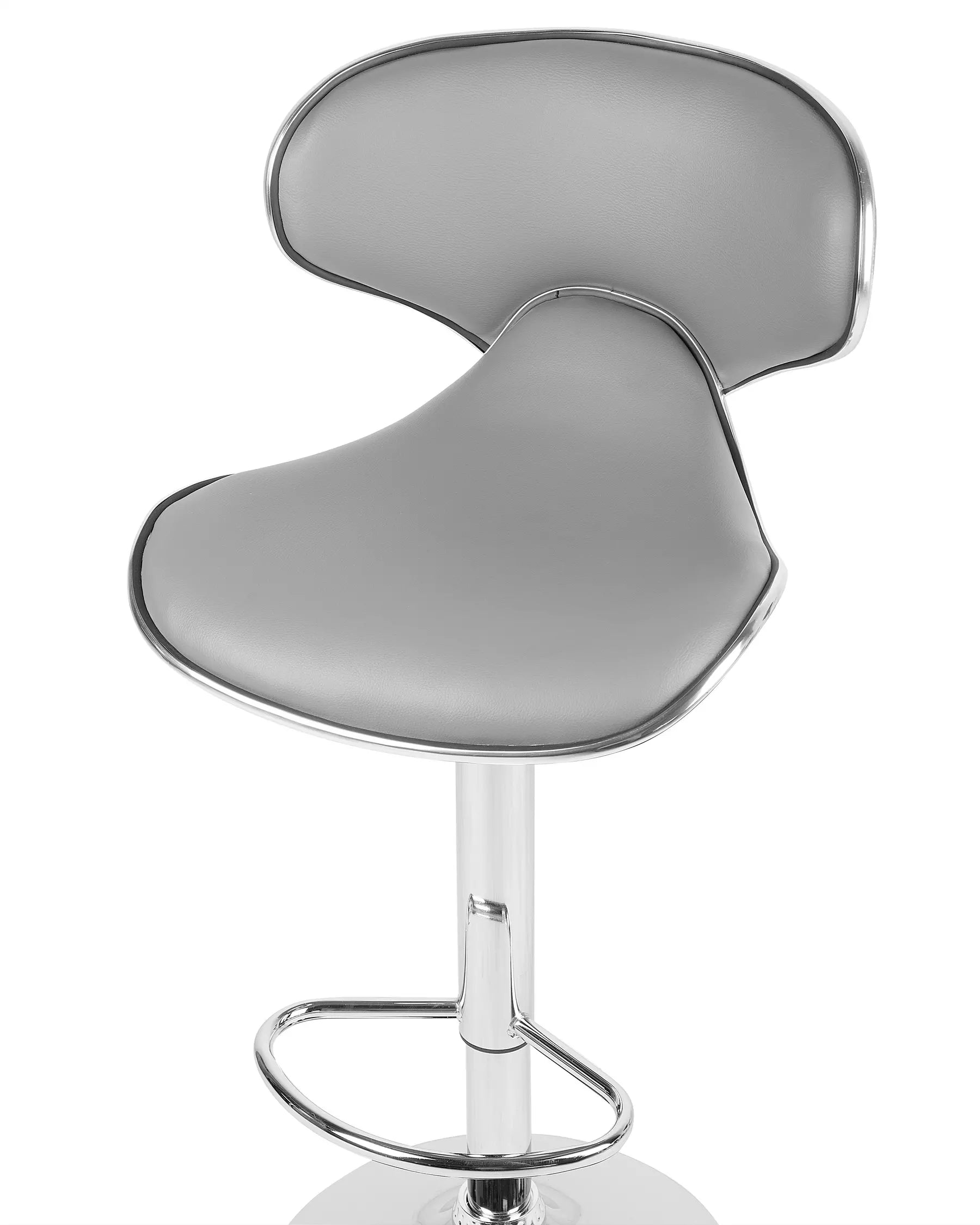 Set of 2 Bar Chairs CONWAY Faux Leather Swivel Grey