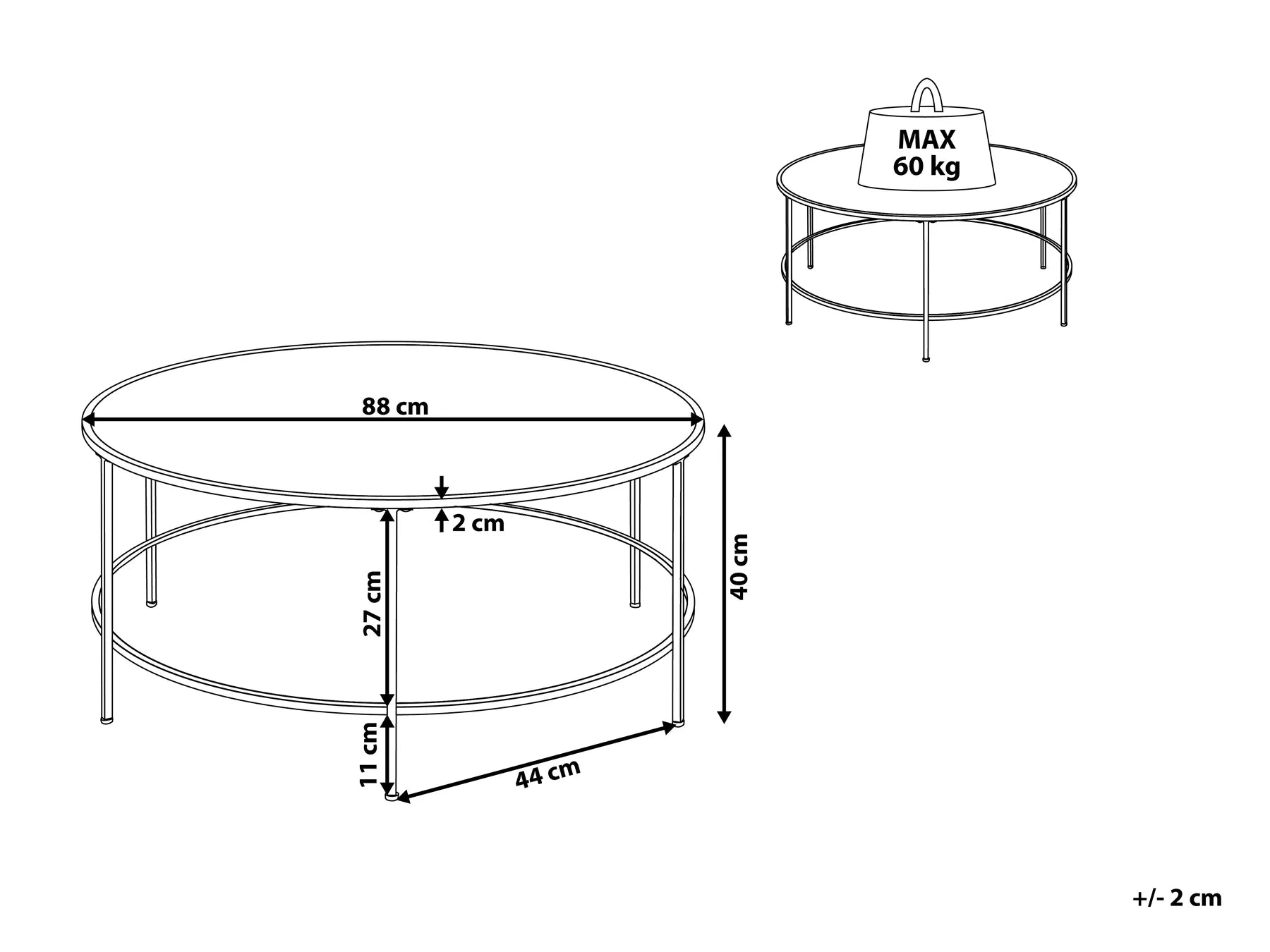 Coffee Table FLORENCE Glass Black/ Gold