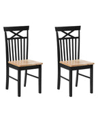 Set of 2 Dining Chairs HOUSTON Wood Black