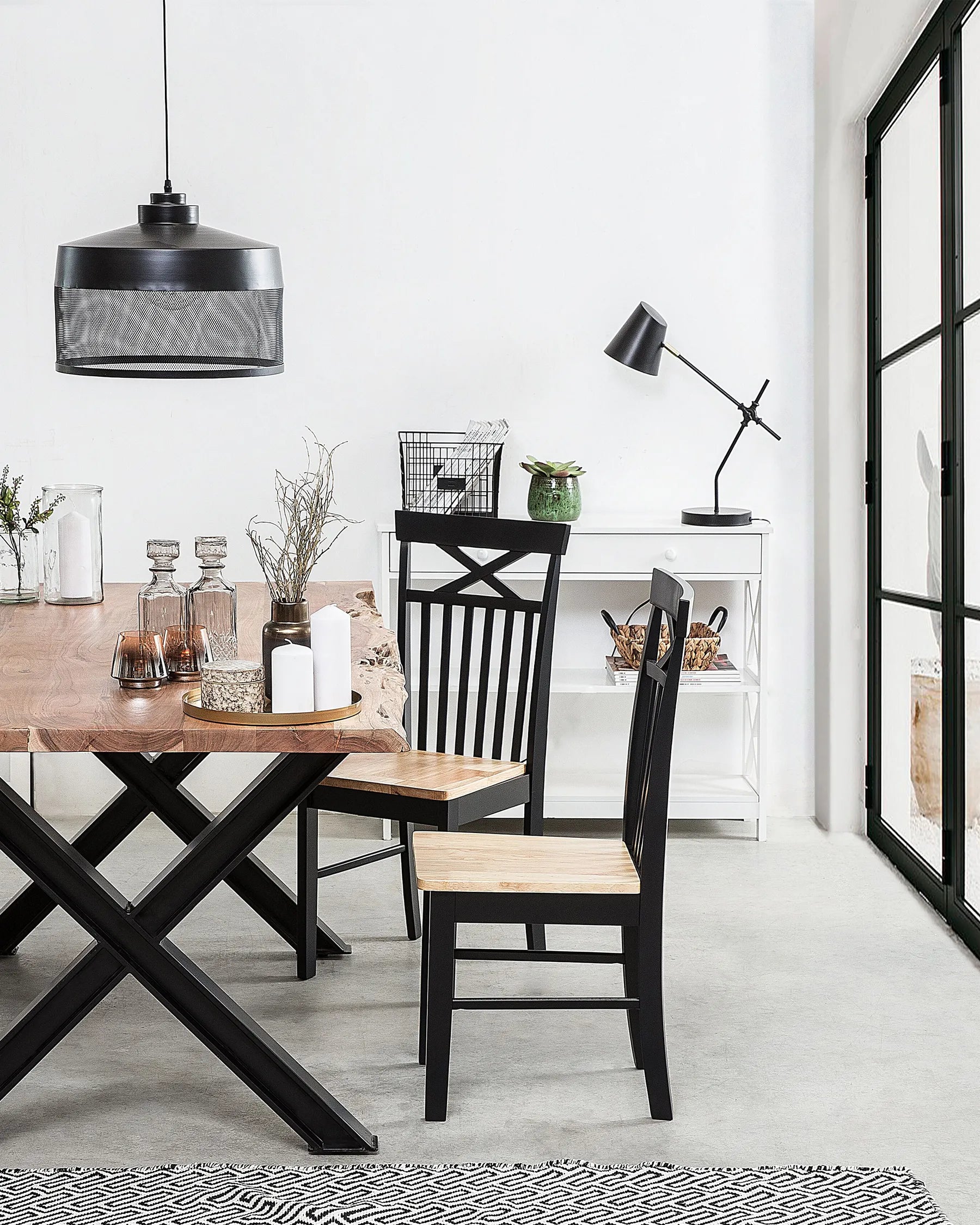 Set of 2 Dining Chairs HOUSTON Wood Black