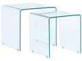 Set of 2 Side Tables KENDALL Tempered Glass Transparent