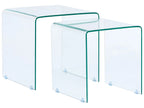 Set of 2 Side Tables KENDALL Tempered Glass Transparent