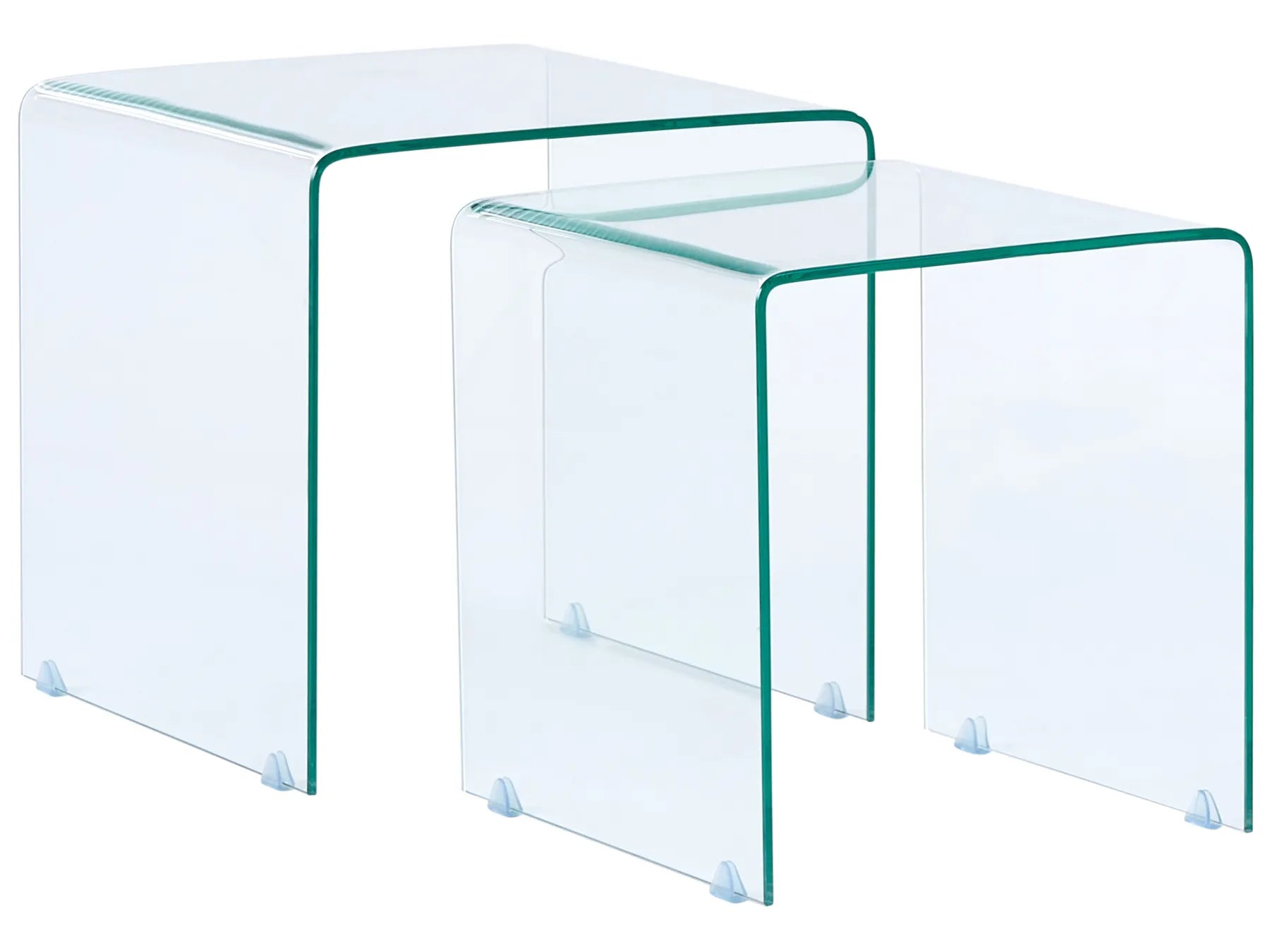Set of 2 Side Tables KENDALL Tempered Glass Transparent