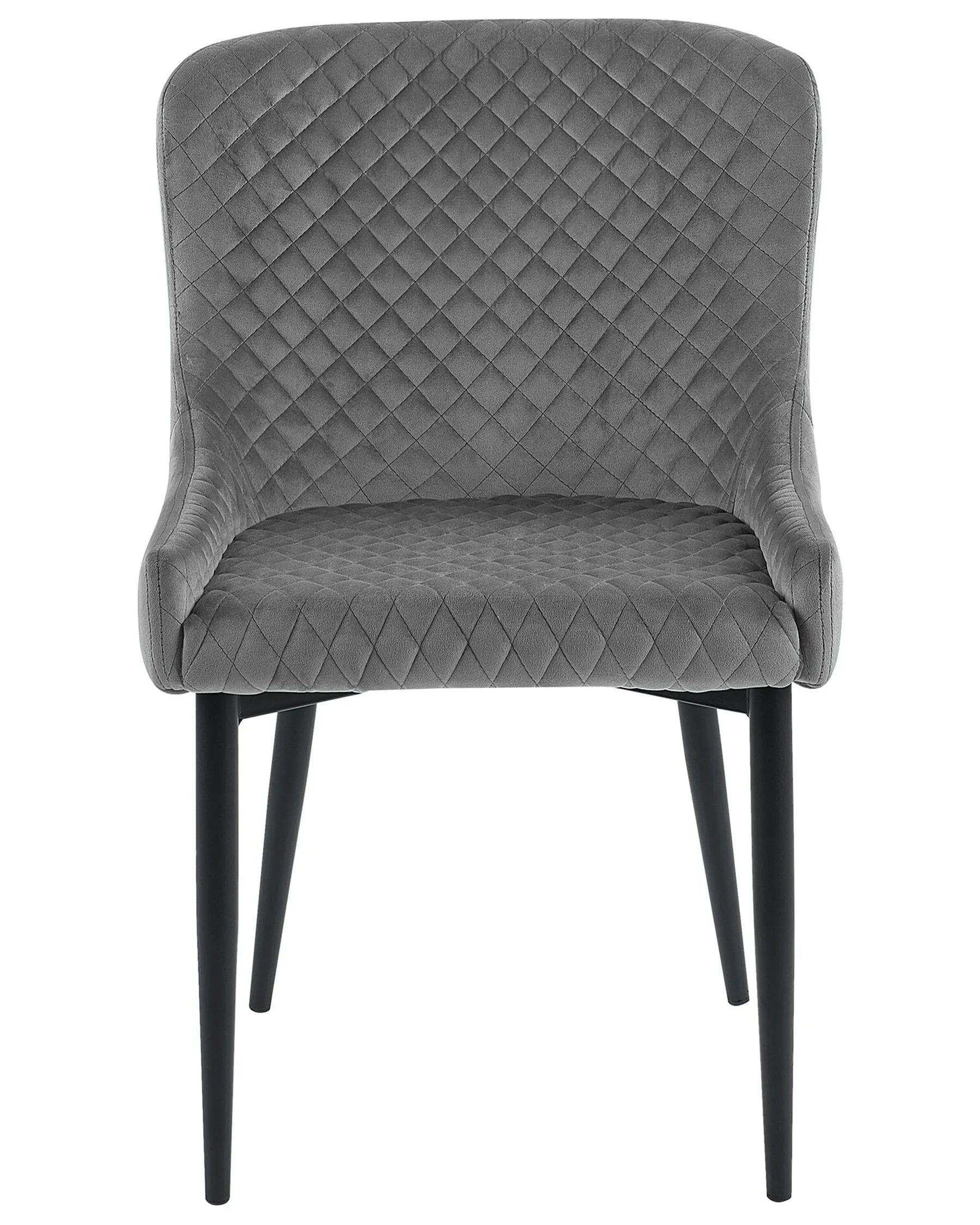 Set of 2 Dining Chairs SOLANO Velvet Grey