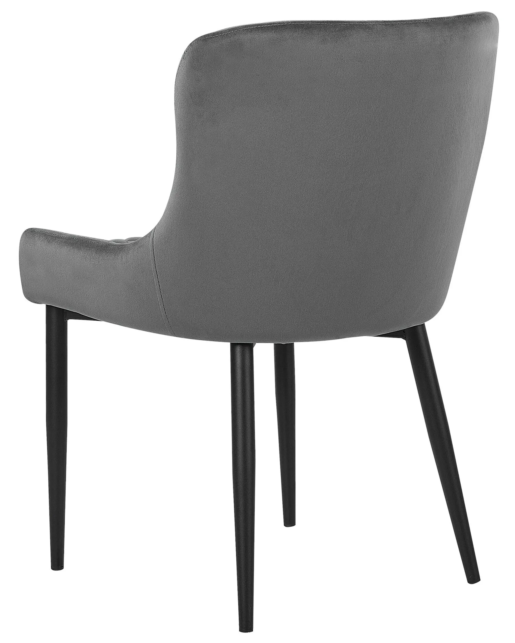 Set of 2 Dining Chairs SOLANO Velvet Grey