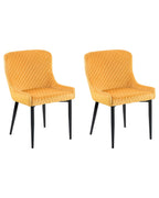 Set of 2 Dining Chairs SOLANO Velvet Yellow