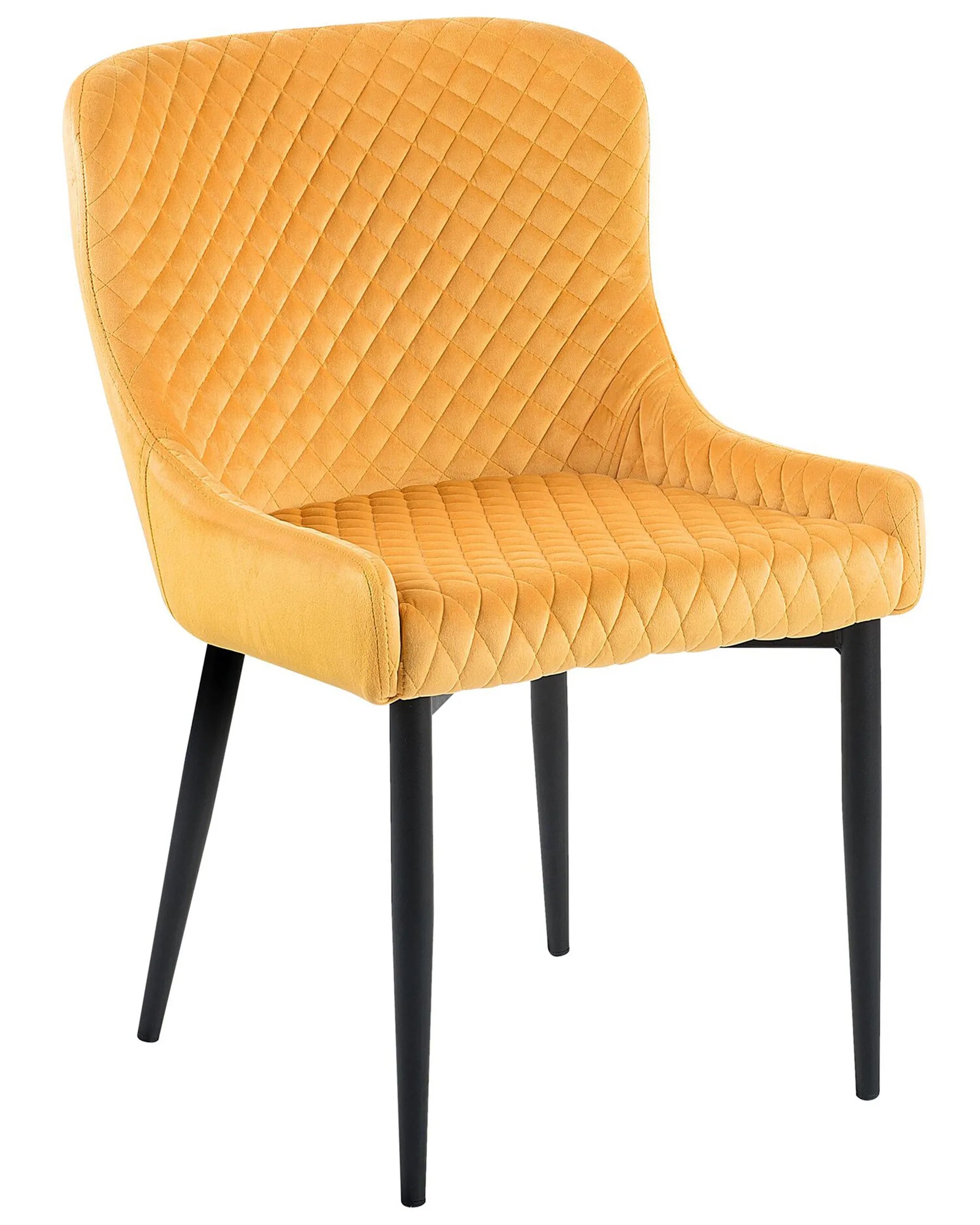 Set of 2 Dining Chairs SOLANO Velvet Yellow
