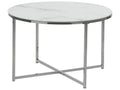 Coffee Table QUINCY Tempered Glass Marble/ Silver