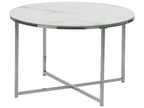 Coffee Table QUINCY Tempered Glass Marble/ Silver