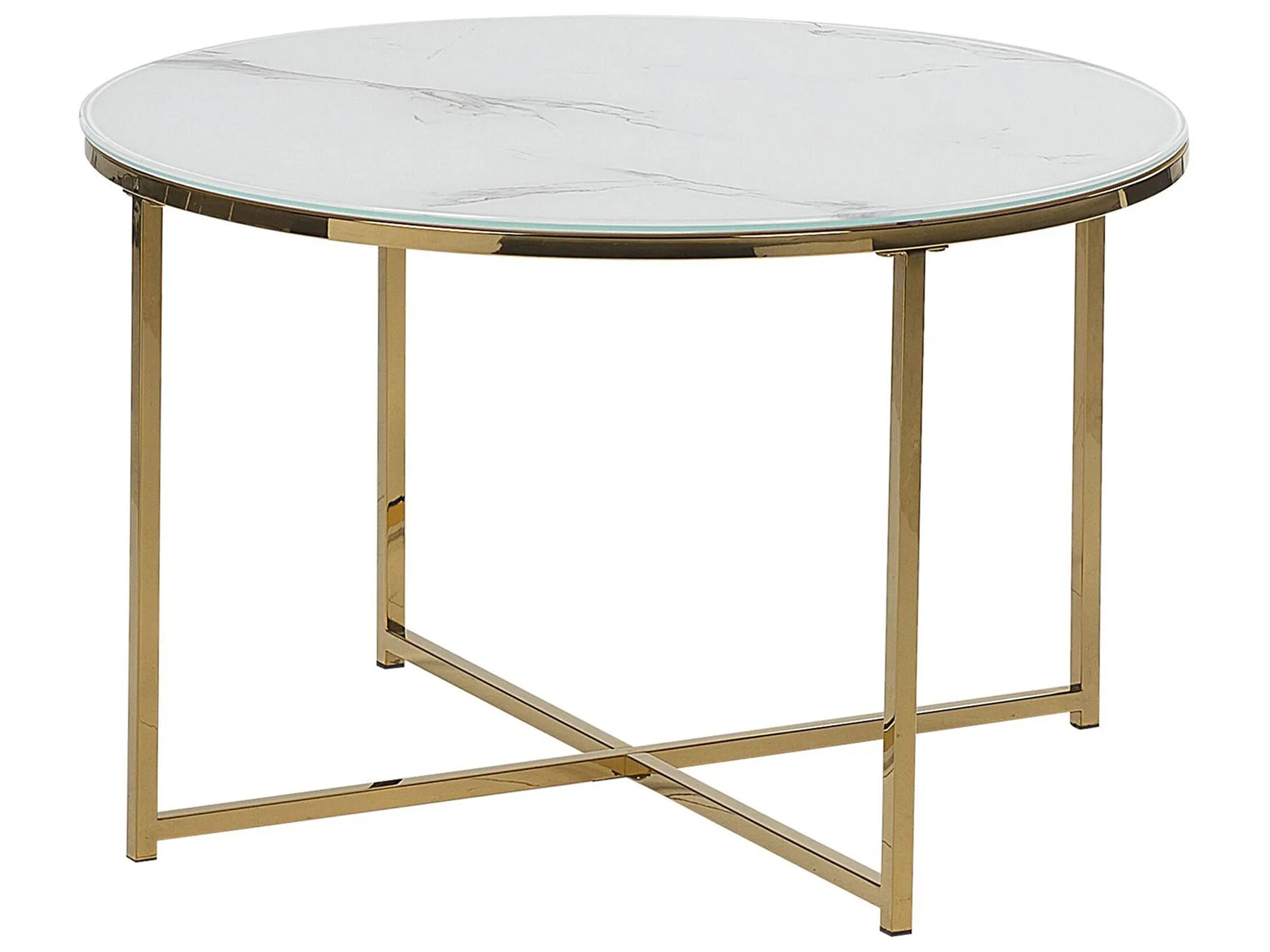 Coffee Table QUINCY Tempered Glass Marble/ Gold
