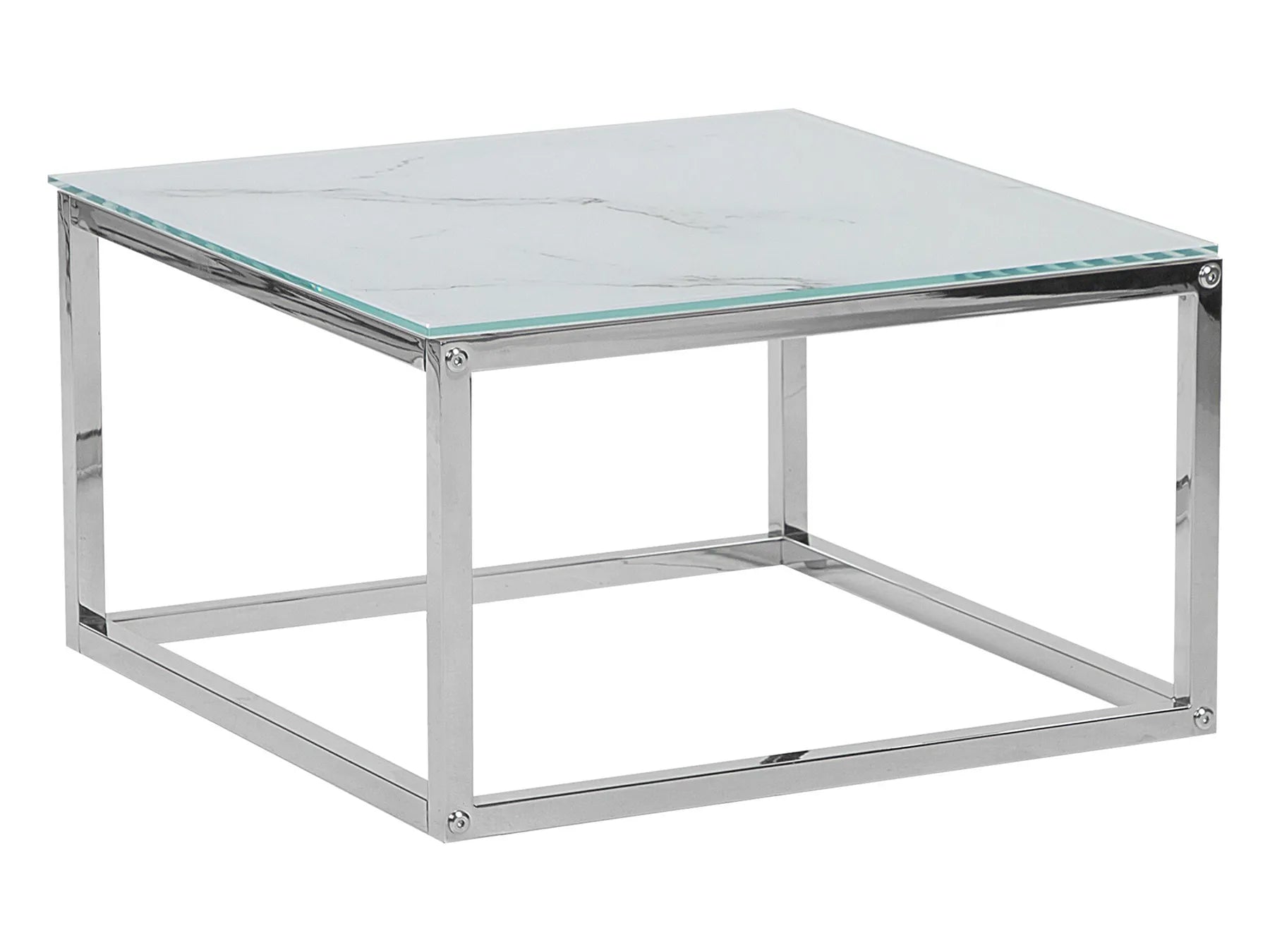 Set of 2 Coffee Tables BREA Tempered Glass White Marble