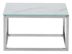 Set of 2 Coffee Tables BREA Tempered Glass White Marble