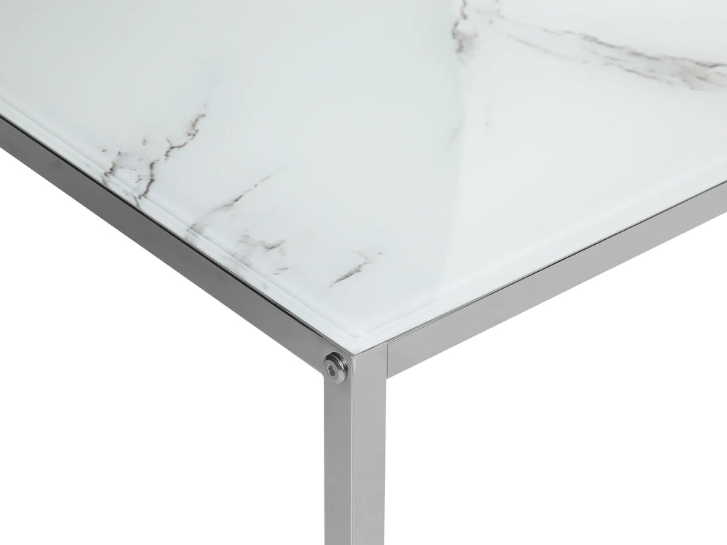 Set of 2 Coffee Tables BREA Tempered Glass White Marble