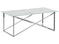 Coffee Table EMPORIA Tempered Glass Marble/ Silver