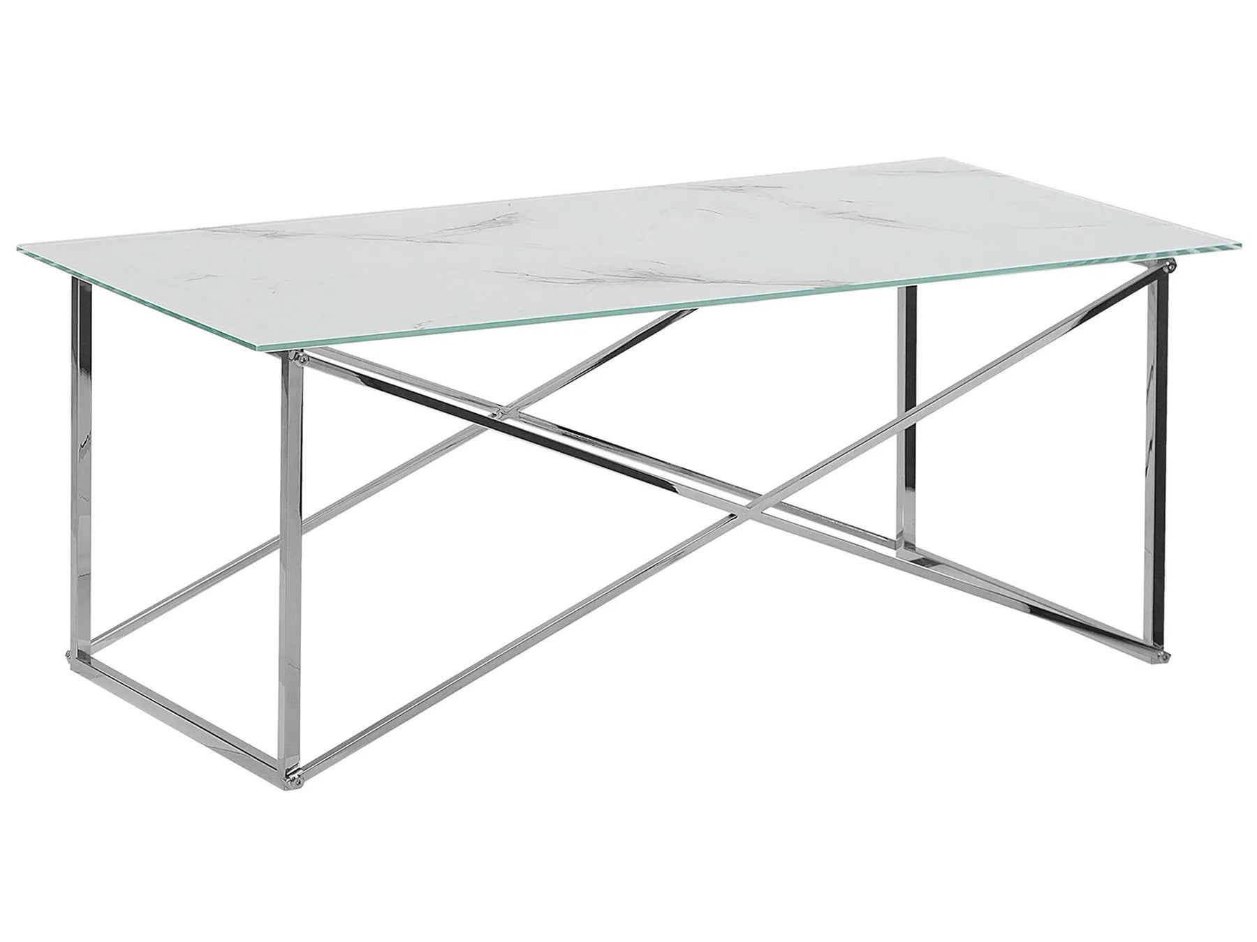Coffee Table EMPORIA Tempered Glass Marble/ Silver