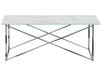 Coffee Table EMPORIA Tempered Glass Marble/ Silver
